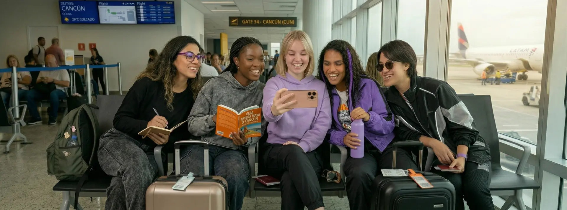 girl friends at the airport