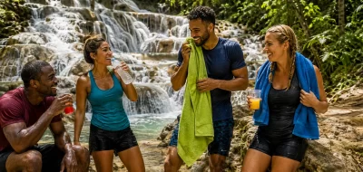 Havingfun in Dunn’s River Falls Jamaica
